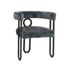 Lot de 2 chaises de salle à manger en cuir PU avec dossier rond et pieds en métal