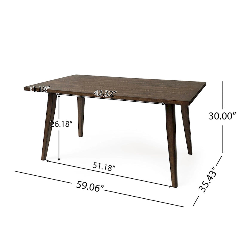 Ensemble de salle à manger 7 pièces de style Mid-Century avec table rectangulaire et 6 chaises rembourrées