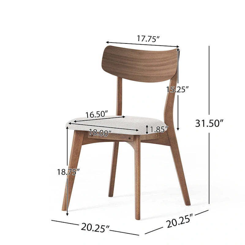Ensemble de salle à manger 7 pièces de style Mid-Century avec table rectangulaire et 6 chaises rembourrées