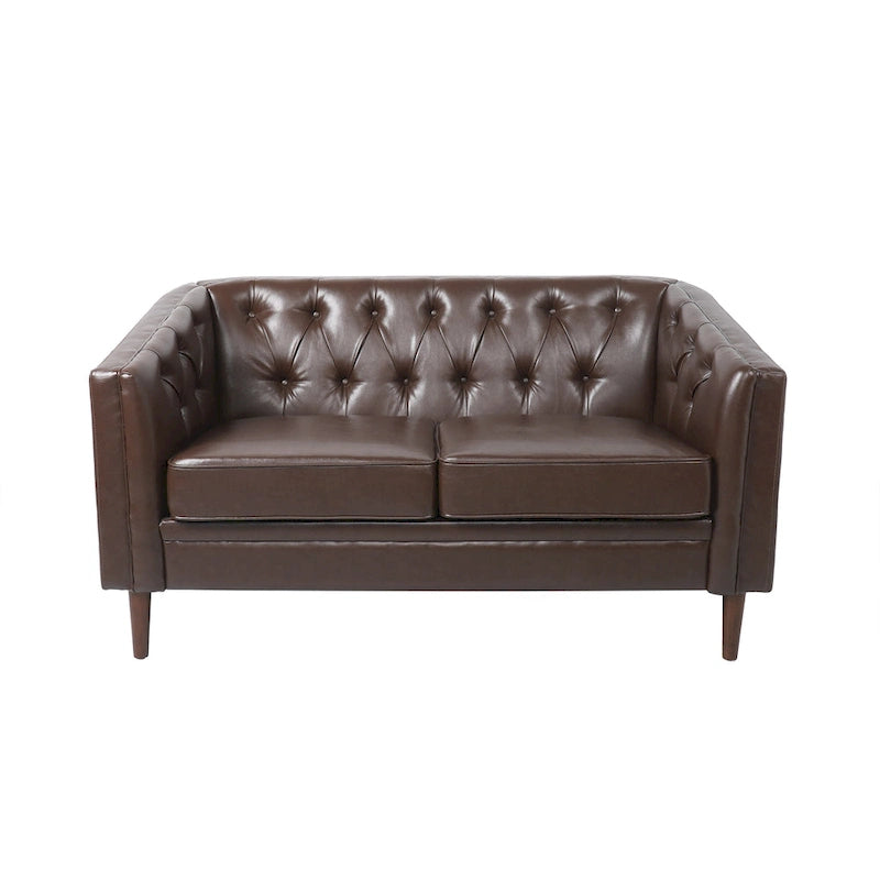 Causeuse capitonnée en similicuir Cantrell Contemporary