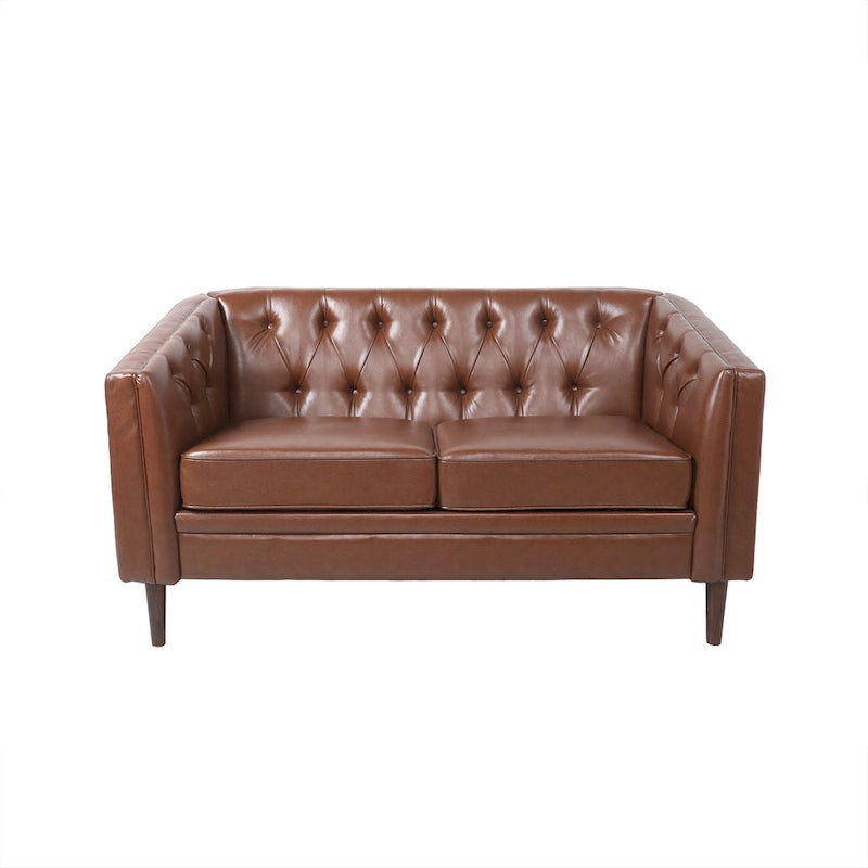 Causeuse capitonnée en similicuir Cantrell Contemporary