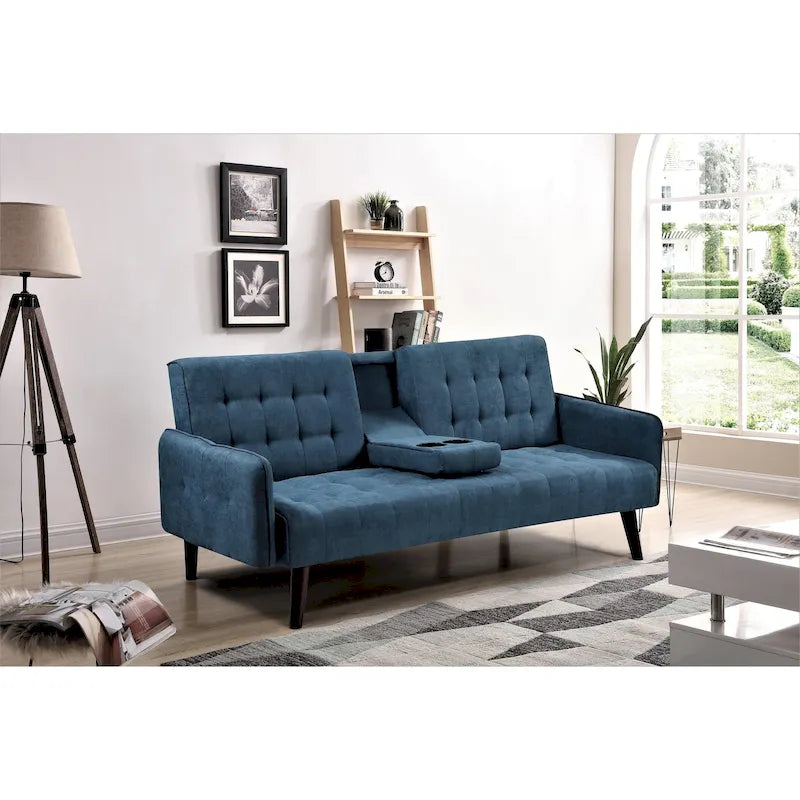 Canapé futon convertible capitonné