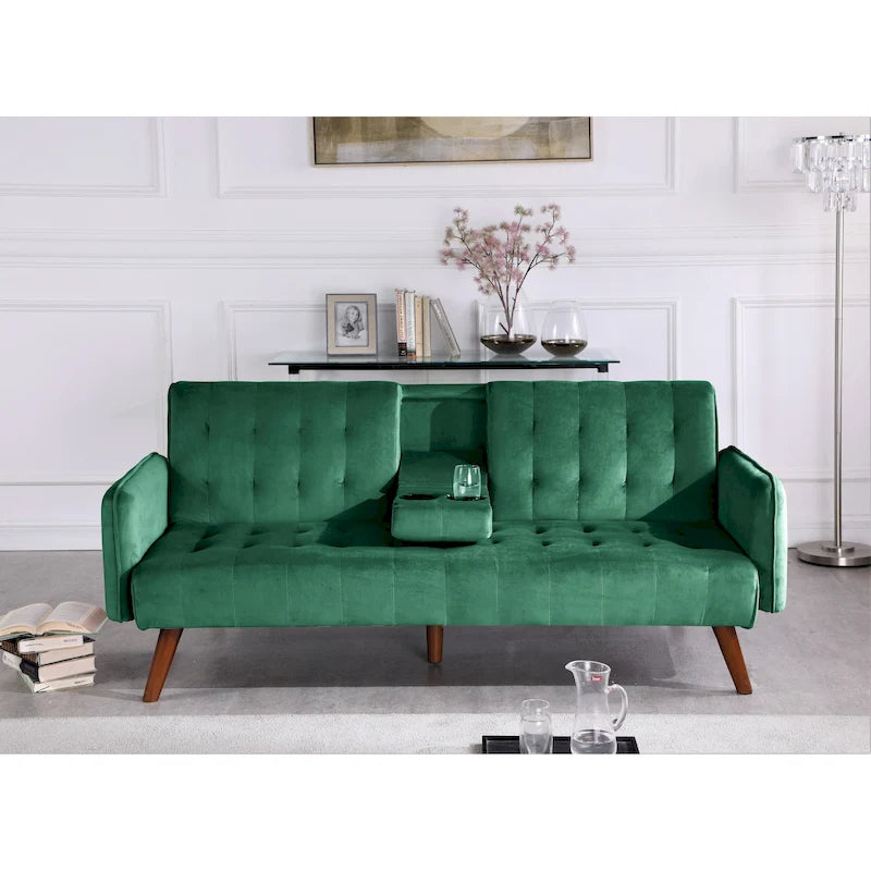 Canapé futon convertible capitonné