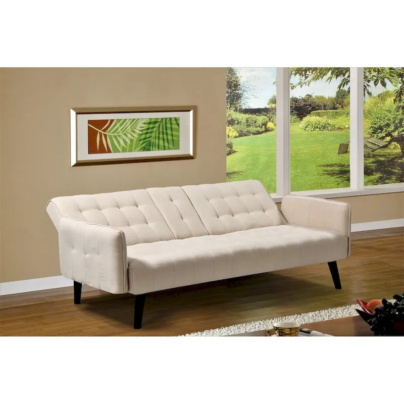 Canapé futon convertible capitonné