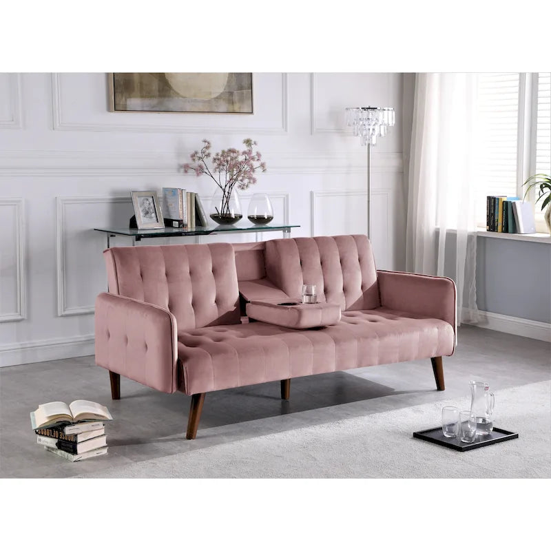 Canapé futon convertible capitonné