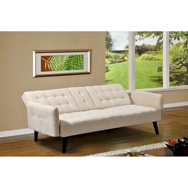Canapé futon convertible capitonné
