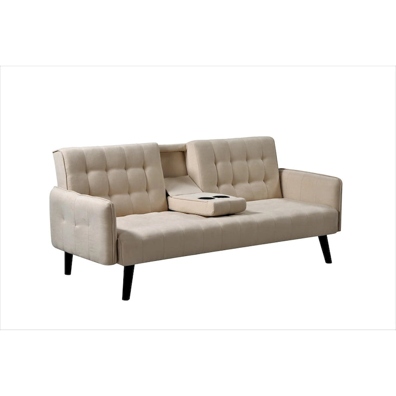 Canapé futon convertible capitonné