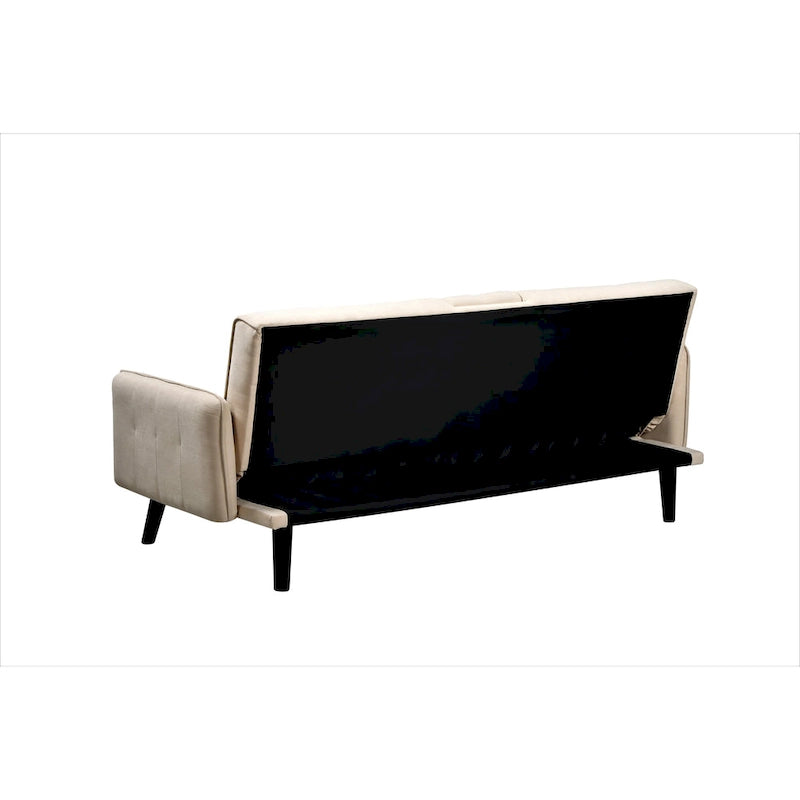 Canapé futon convertible capitonné