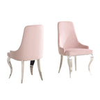 Chaises de salle à manger en velours avec pieds cabriolets en chrome poli, lot de 2