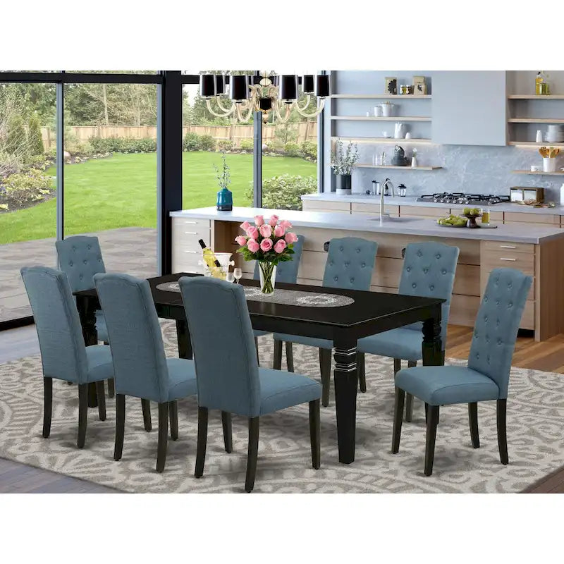 Wooden Dining Table Set Includes Small Table and Parson Chairs in Linen Fabric (Pieces and Finish Option)