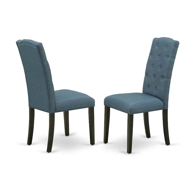 Ensemble de salle à manger en bois avec chaises Parson en tissu de lin