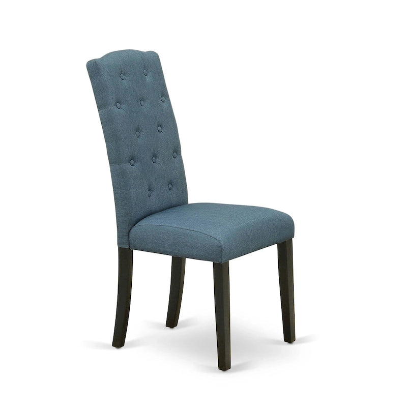 Ensemble de salle à manger en bois avec chaises Parson en tissu de lin
