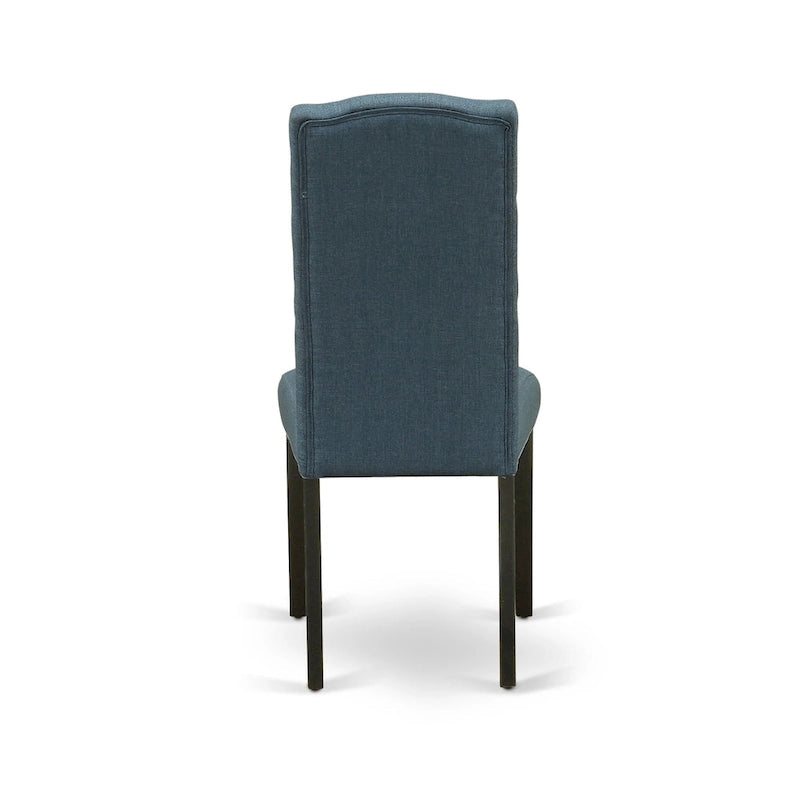 Ensemble de salle à manger en bois avec chaises Parson en tissu de lin