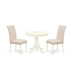 Ensemble de salle à manger en bois avec chaises Parson en tissu de lin