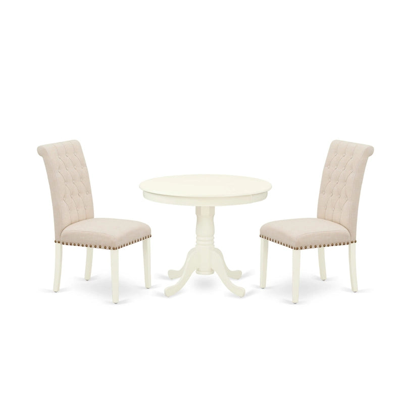 Ensemble de salle à manger en bois avec chaises Parson en tissu de lin