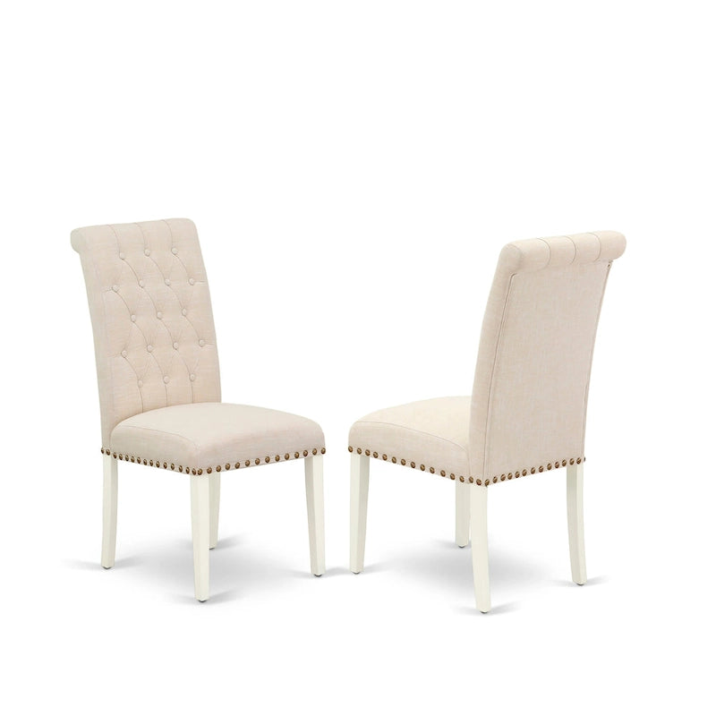 Ensemble de salle à manger en bois avec chaises Parson en tissu de lin