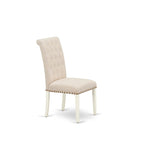 Ensemble de salle à manger en bois avec chaises Parson en tissu de lin