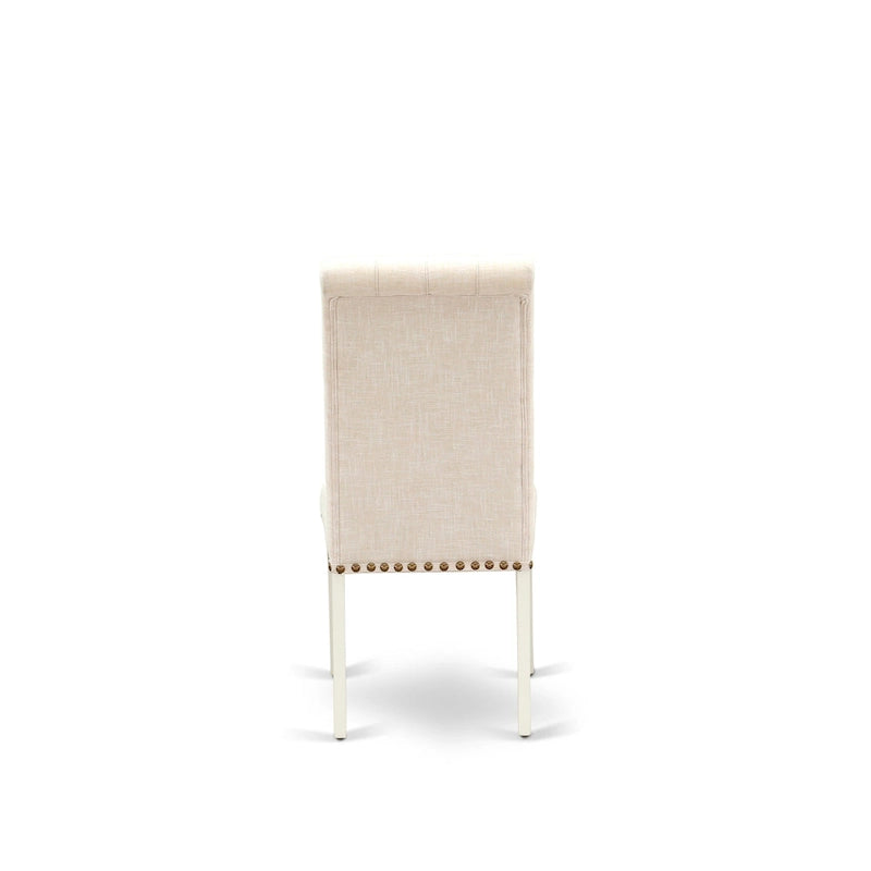 Ensemble de salle à manger en bois avec chaises Parson en tissu de lin