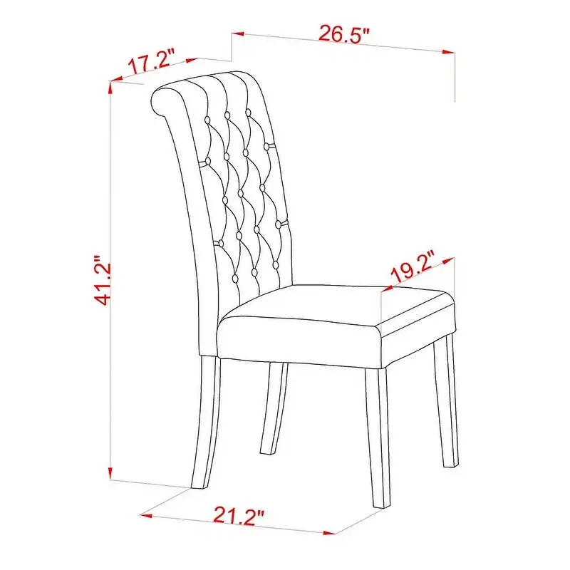 Ensemble de salle à manger en bois avec chaises Parson en tissu de lin