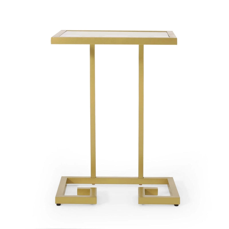 Table d'appoint en C en fer et verre trempé