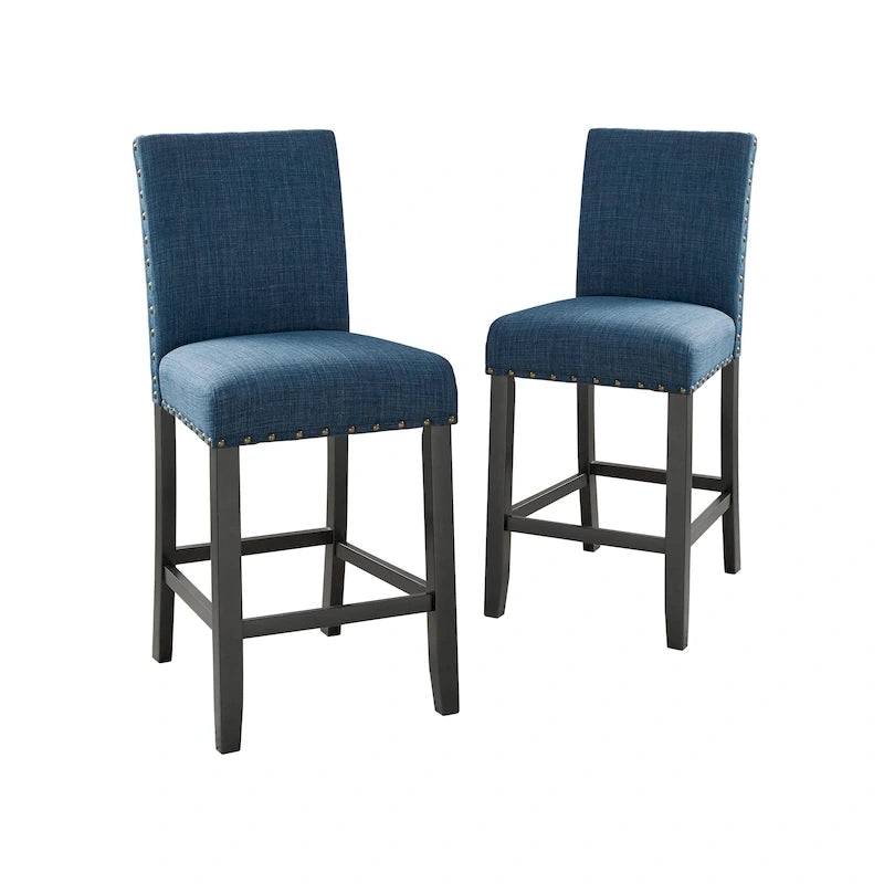 Chaises de comptoir avec assise rembourrée et repose-pieds, lot de 2