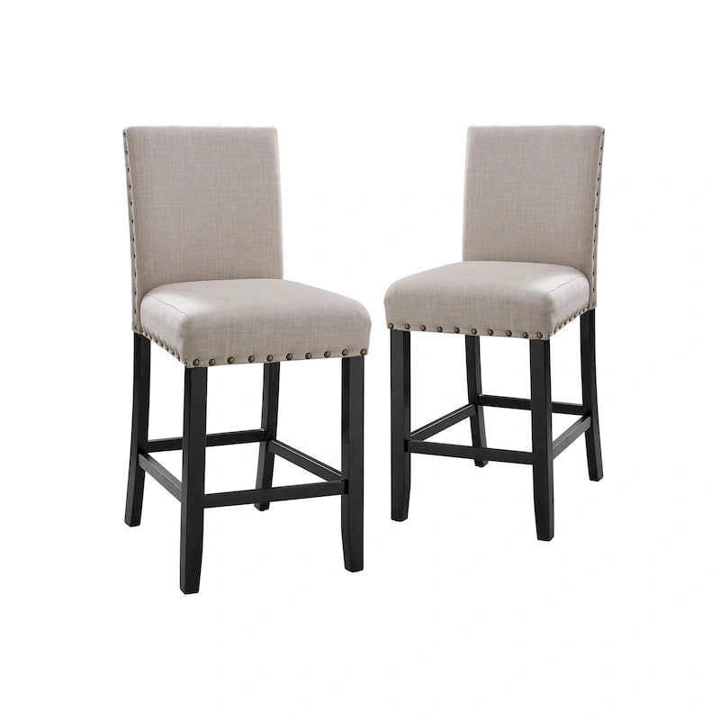 Chaises de comptoir avec assise rembourrée et repose-pieds, lot de 2
