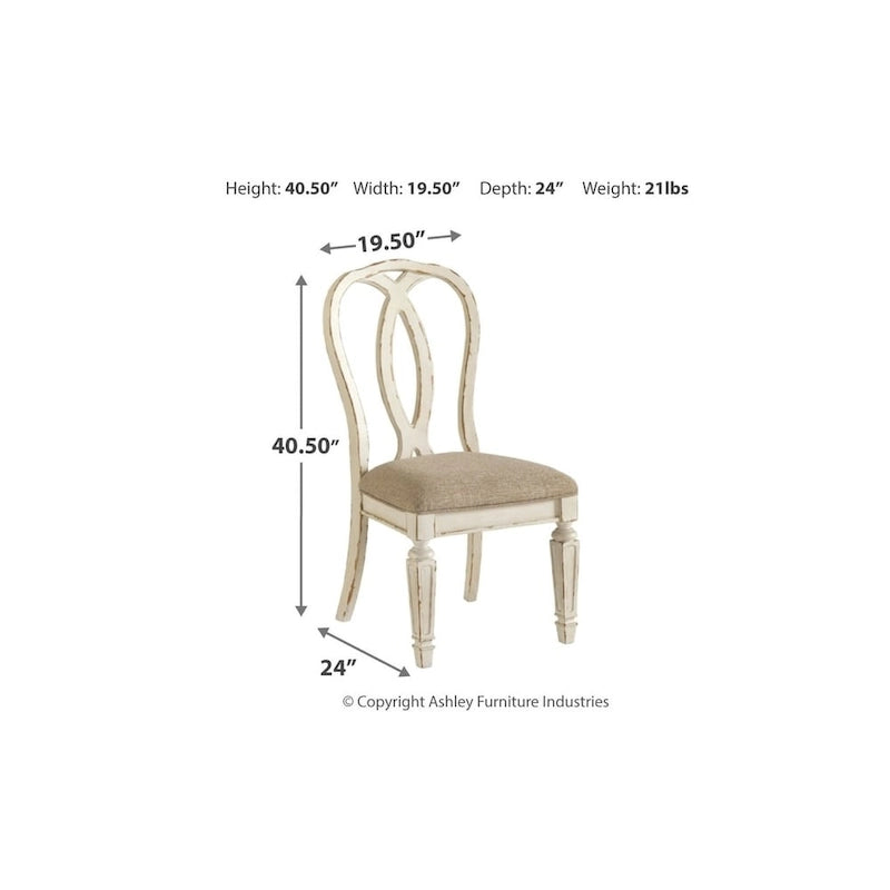 Chaise de salle à manger avec dossier à ruban, lot de 2 - Blanc ébréché