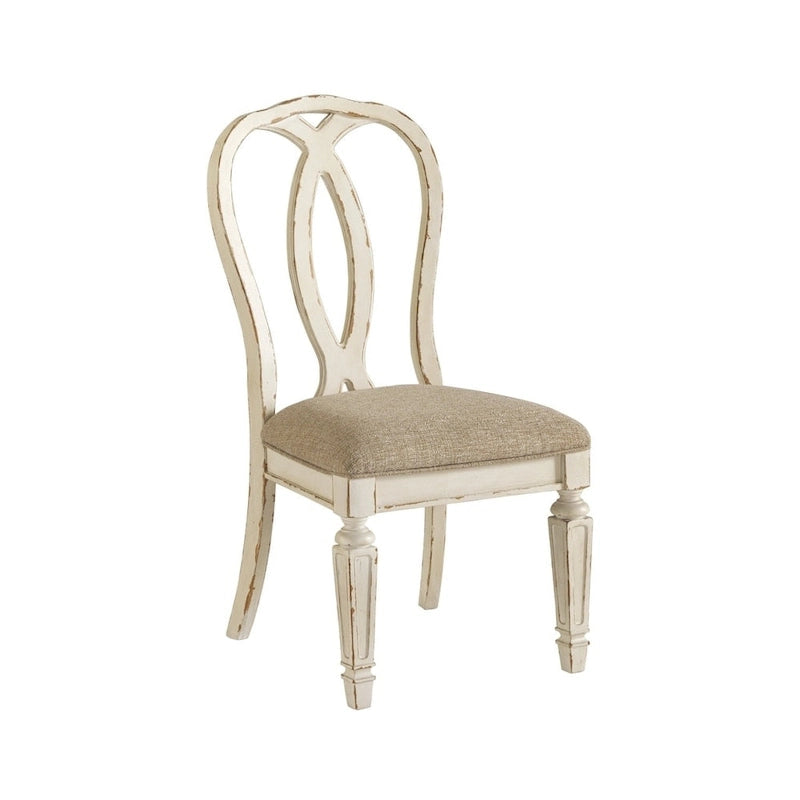 Chaise de salle à manger avec dossier à ruban, lot de 2 - Blanc ébréché