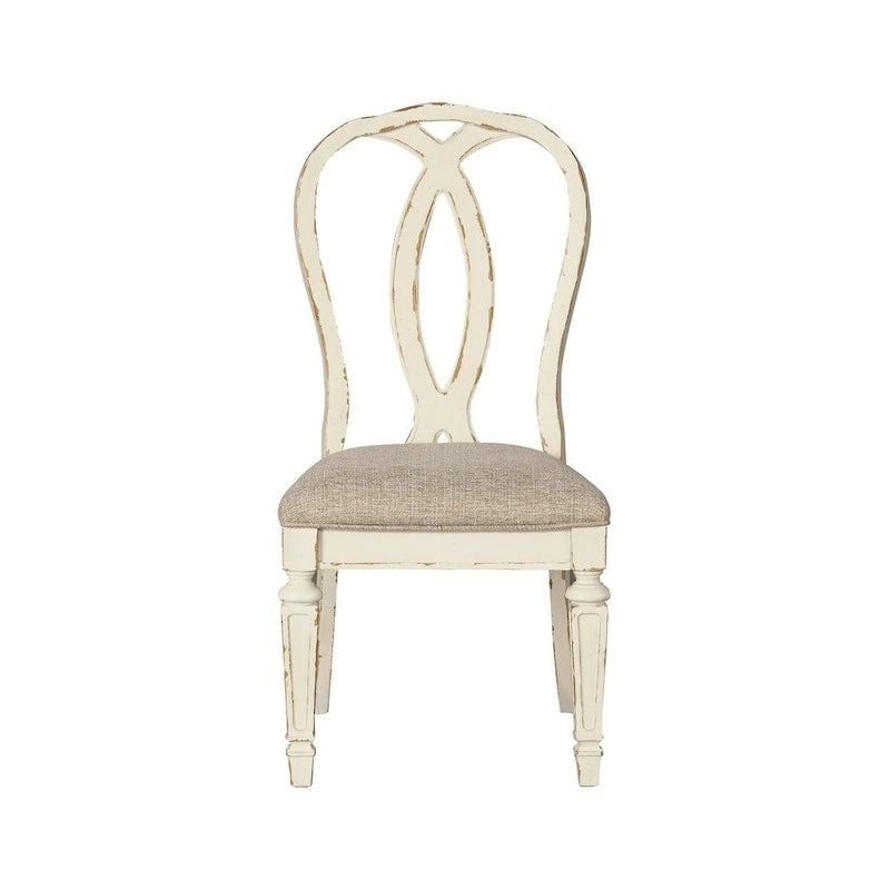 Chaise de salle à manger avec dossier à ruban, lot de 2 - Blanc ébréché