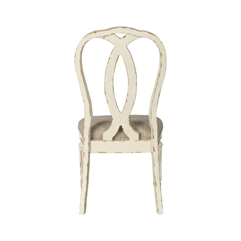 Chaise de salle à manger avec dossier à ruban, lot de 2 - Blanc ébréché