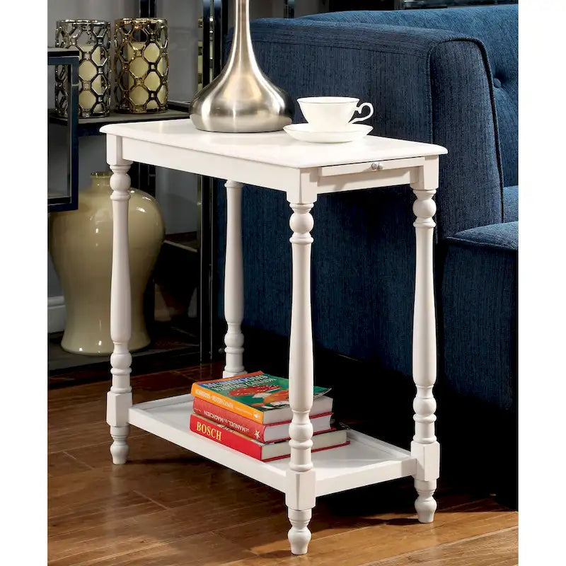 Quam Farmhouse White 25-inch Solid Wood 1-Shelf Side Table by 