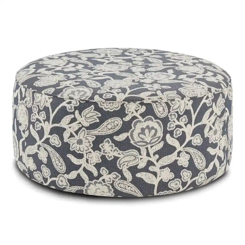 Pouf de cocktail rond en chenille ivoire transitoire marron