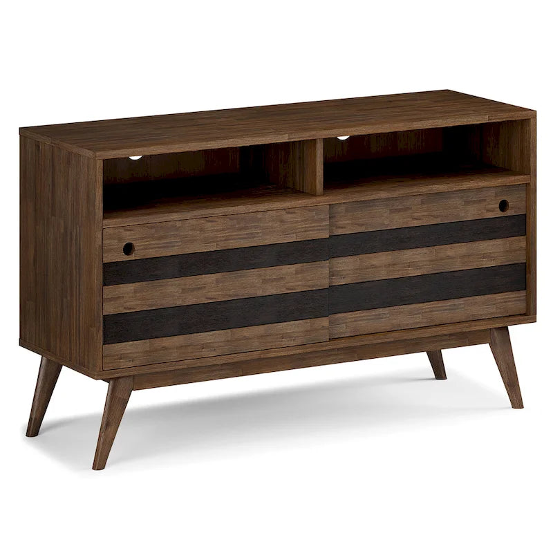 Meuble TV/média Mid-Century en bois d'acacia massif de 54 pouces