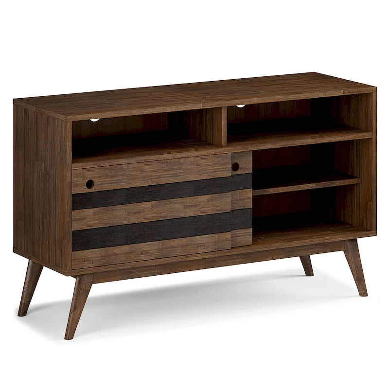 Meuble TV/média Mid-Century en bois d'acacia massif de 54 pouces