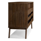 Meuble TV/média Mid-Century en bois d'acacia massif de 54 pouces