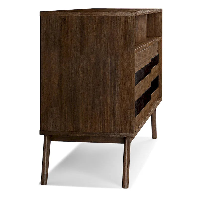Meuble TV/média Mid-Century en bois d'acacia massif de 54 pouces