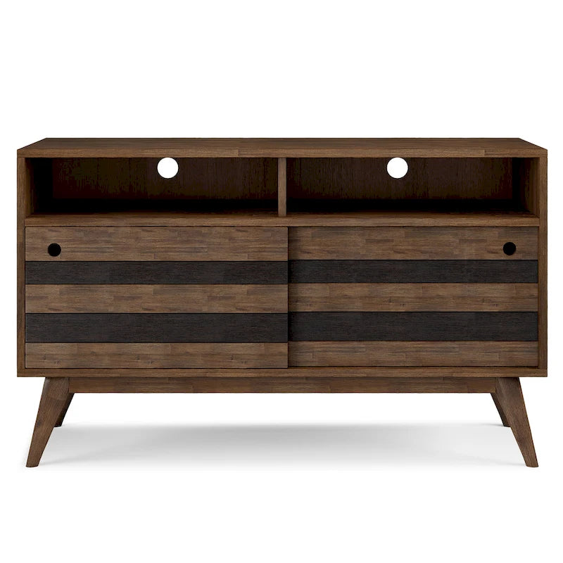 Meuble TV/média Mid-Century en bois d'acacia massif de 54 pouces