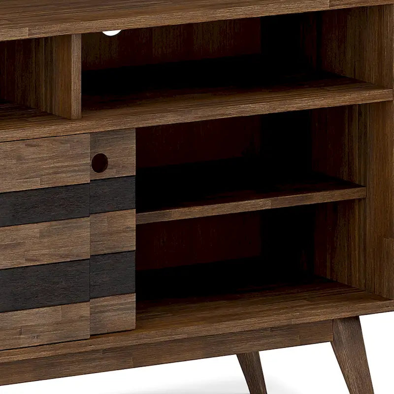 Meuble TV/média Mid-Century en bois d'acacia massif de 54 pouces
