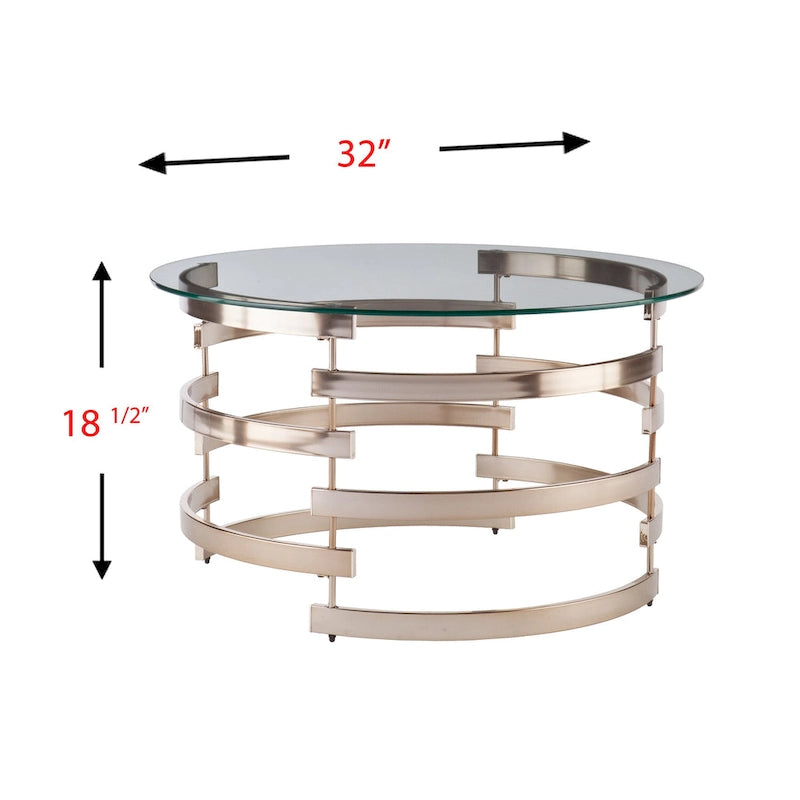 Table basse ronde moderne Grant avec plateau en verre