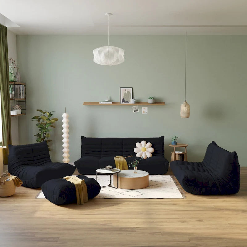 Canapé de sol en tissu Teddy, style pouf