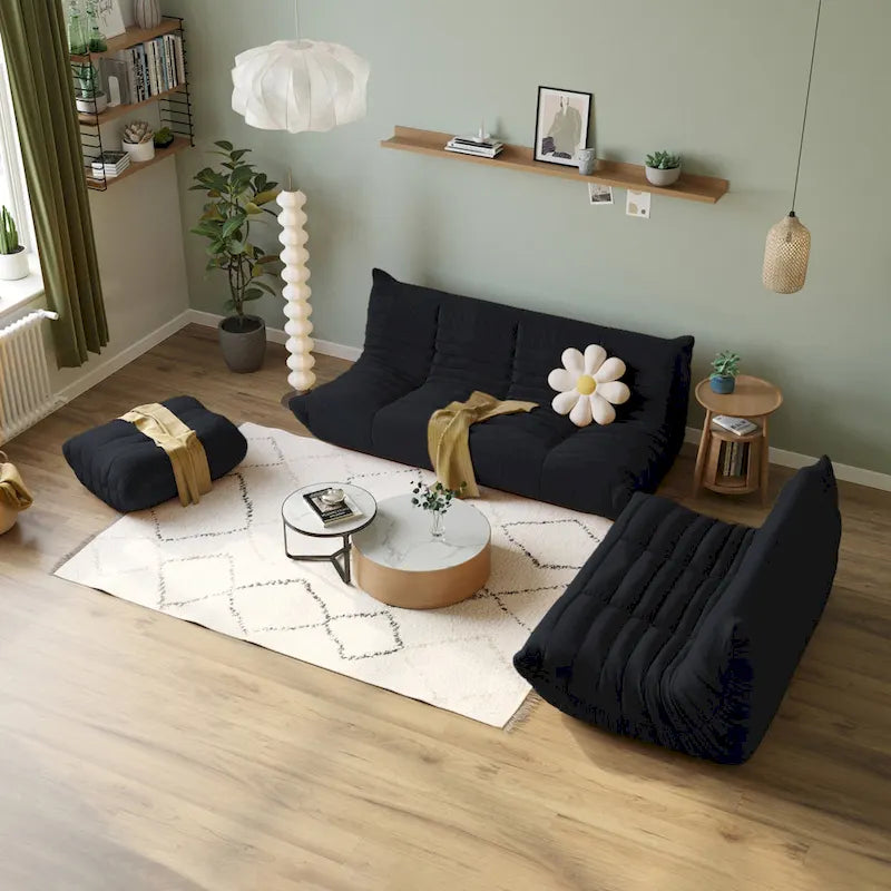 Canapé de sol en tissu Teddy, style pouf