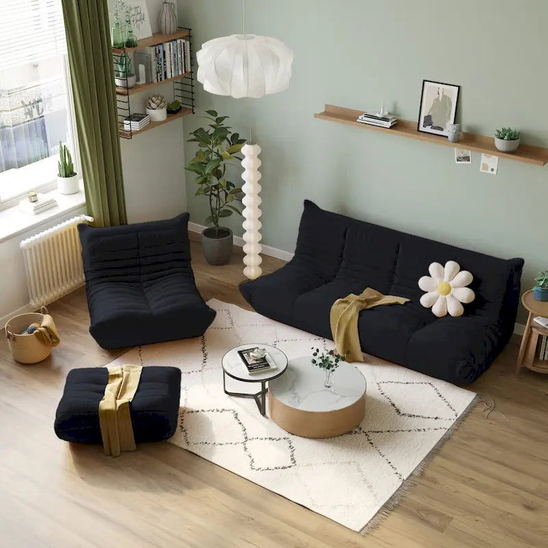 Canapé de sol en tissu Teddy, style pouf