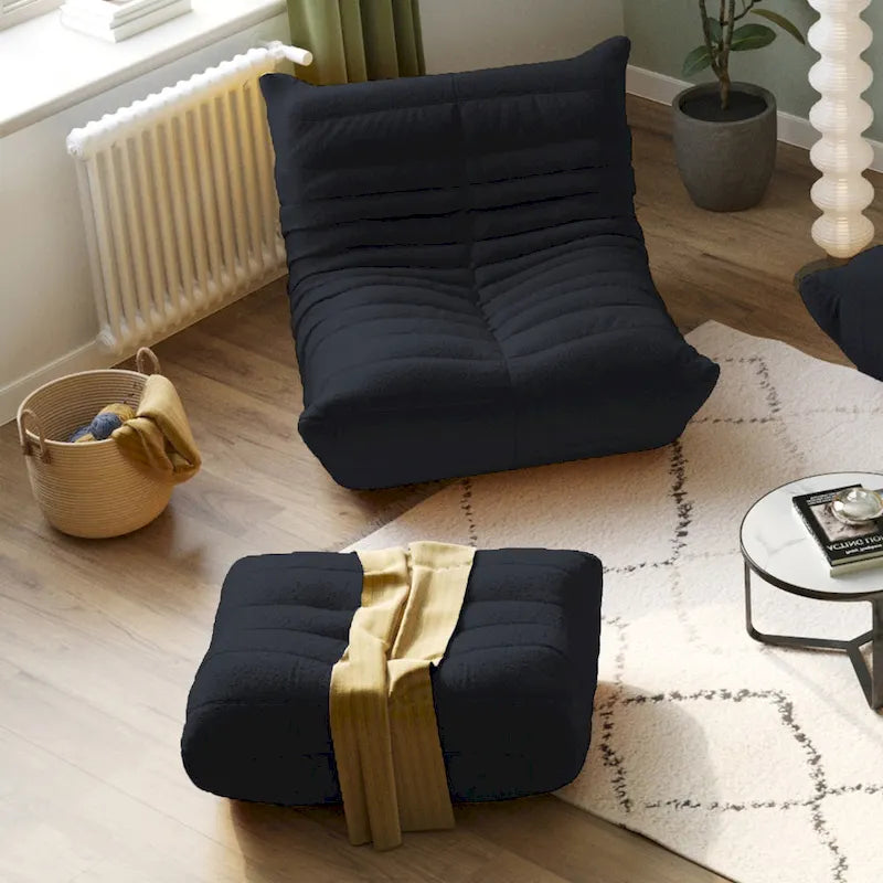 Canapé de sol en tissu Teddy, style pouf