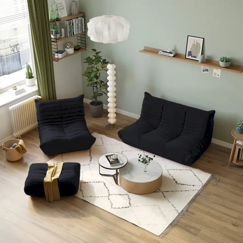 Canapé de sol en tissu Teddy, style pouf