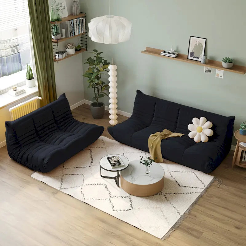 Canapé de sol en tissu Teddy, style pouf