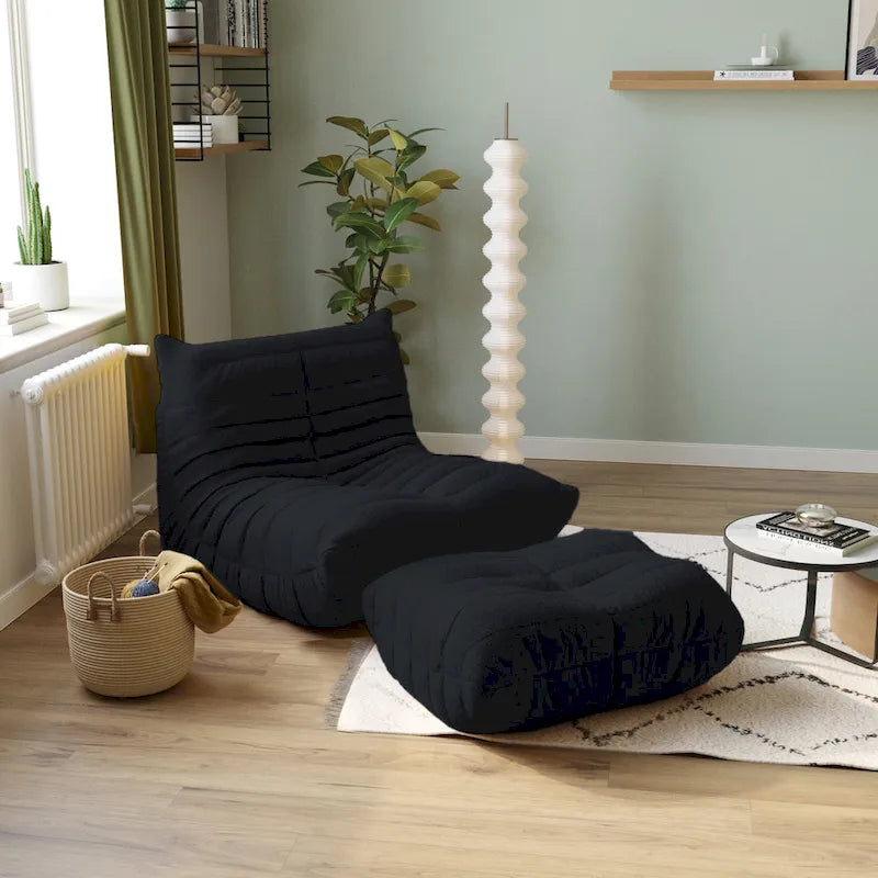 Canapé de sol en tissu Teddy, style pouf