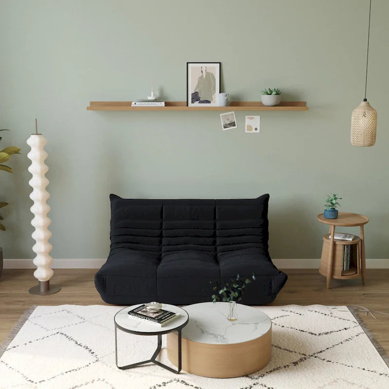 Canapé de sol en tissu Teddy, style pouf