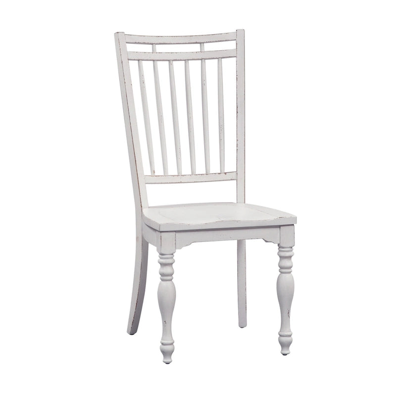 Ensemble table à pieds 6 pièces en écorce vieillie blanc antique, option 6