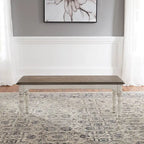 Ensemble table à pieds 6 pièces en écorce vieillie blanc antique, option 6