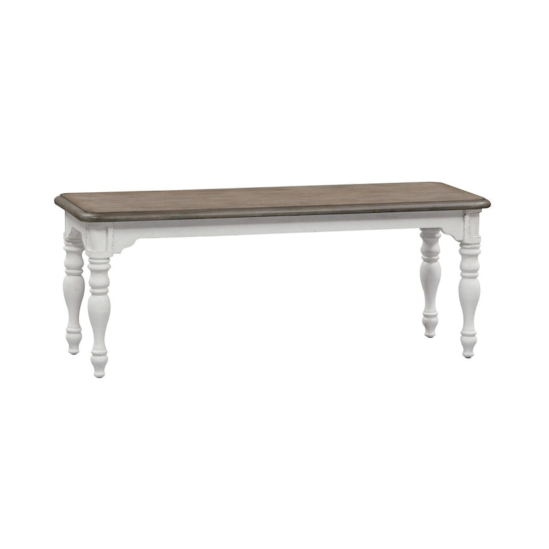 Ensemble table à pieds 6 pièces en écorce vieillie blanc antique, option 6